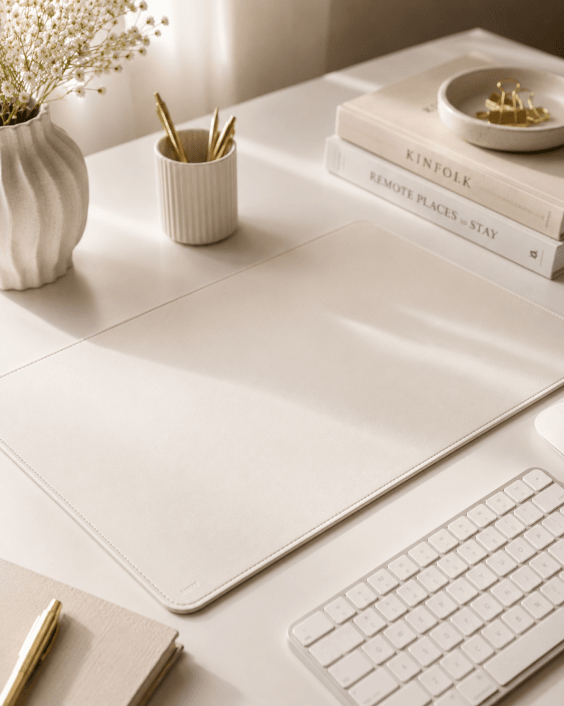 Bureau minimaliste et élégant avec or